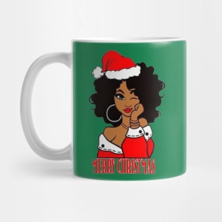 Black African American Santa Xmas Mug